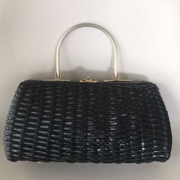 black wicker handbag